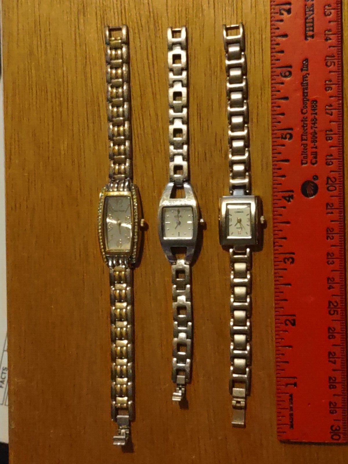 Lot of 3 Name Brand Women’s Formal / Dress Watches, NEW BATTERIES, Used/Nice