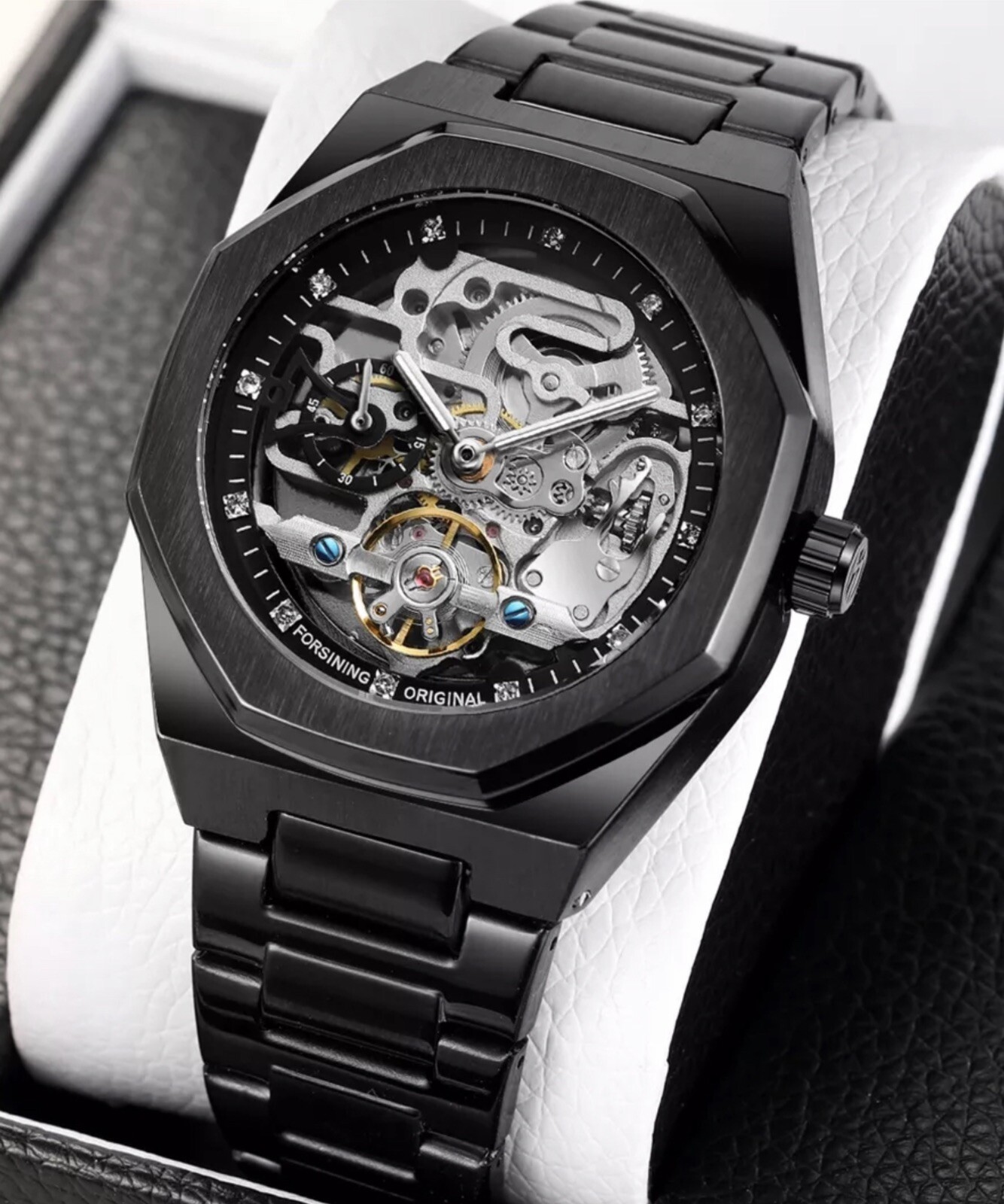 Men’s Watch Skeleton Mechanical Luminous Luxury Waterproof Sport Octagon Shaped