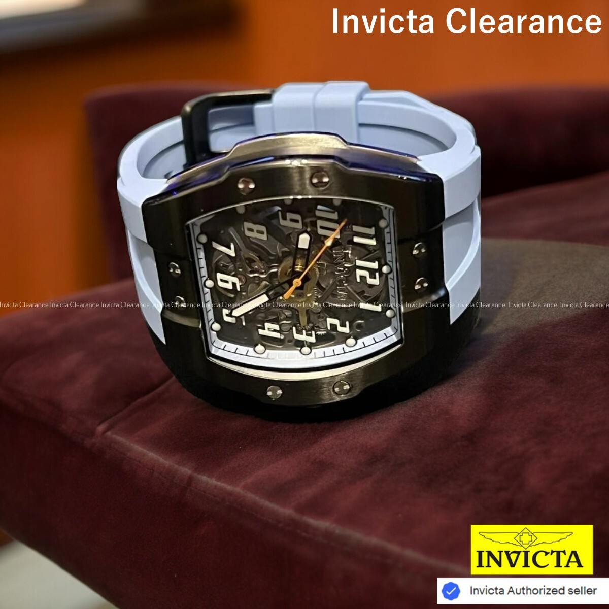NEW INVICTA JM CORREA Ltd Ed. Black Dial Blue Silicone Band Automatic 44mm Watch