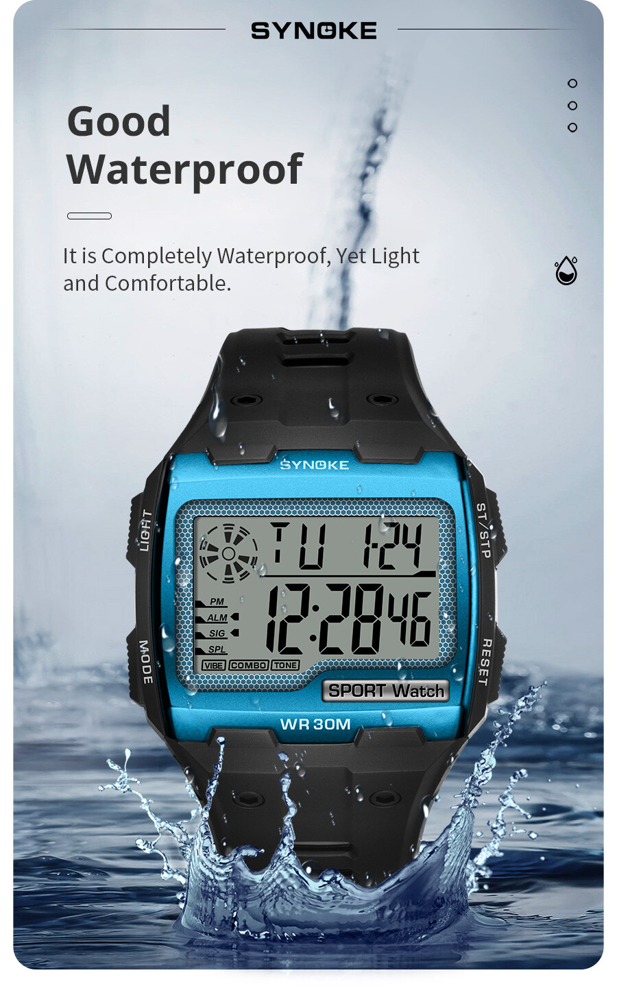 SYNOKE Men’s Military Waterproof Sport Digital Watch LED Backlight Wristwatch US