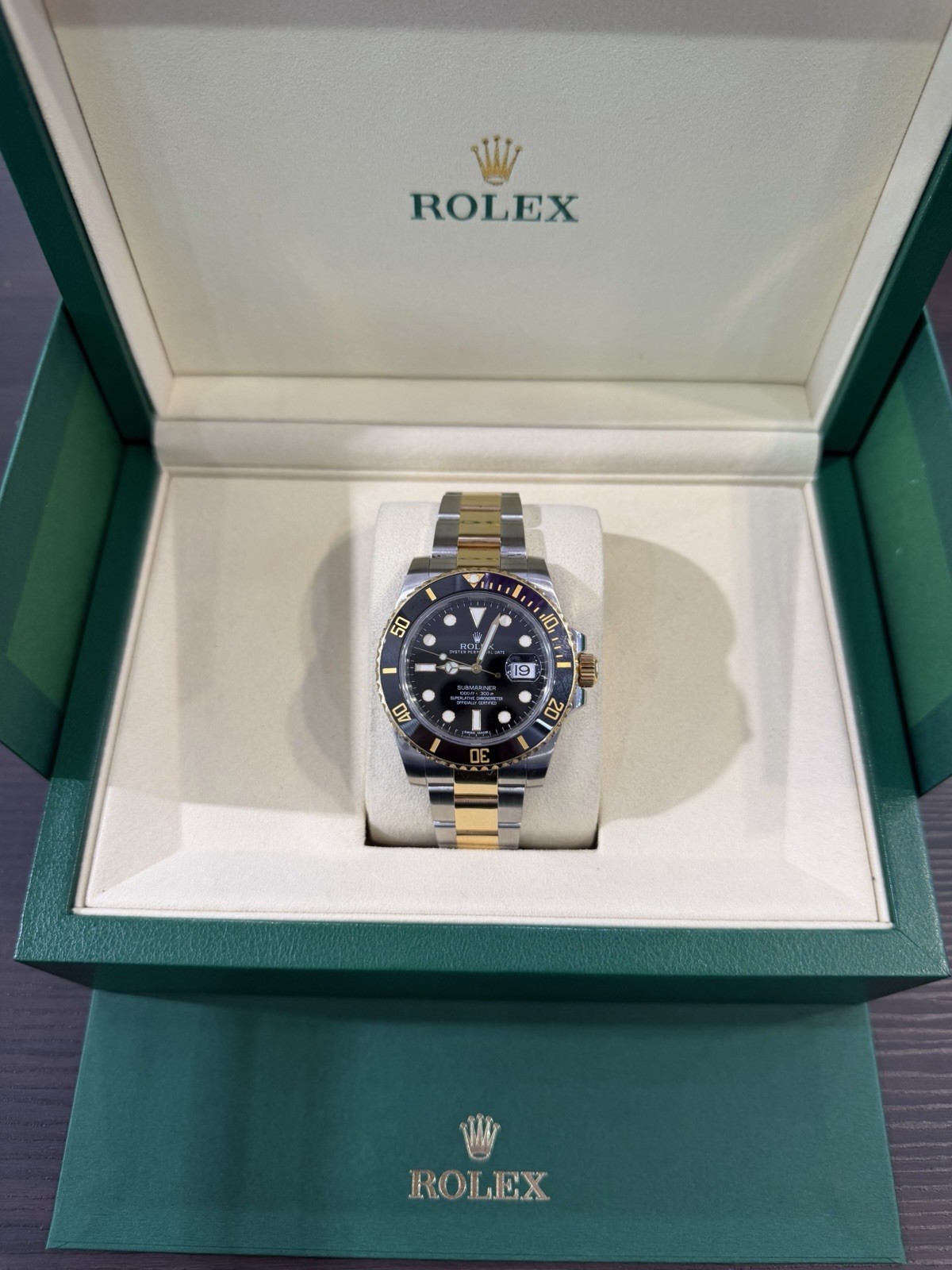 2016 Rolex Submariner Date Black TT 18K Gold Steel 116613LN 40mm Watch FULL SET!
