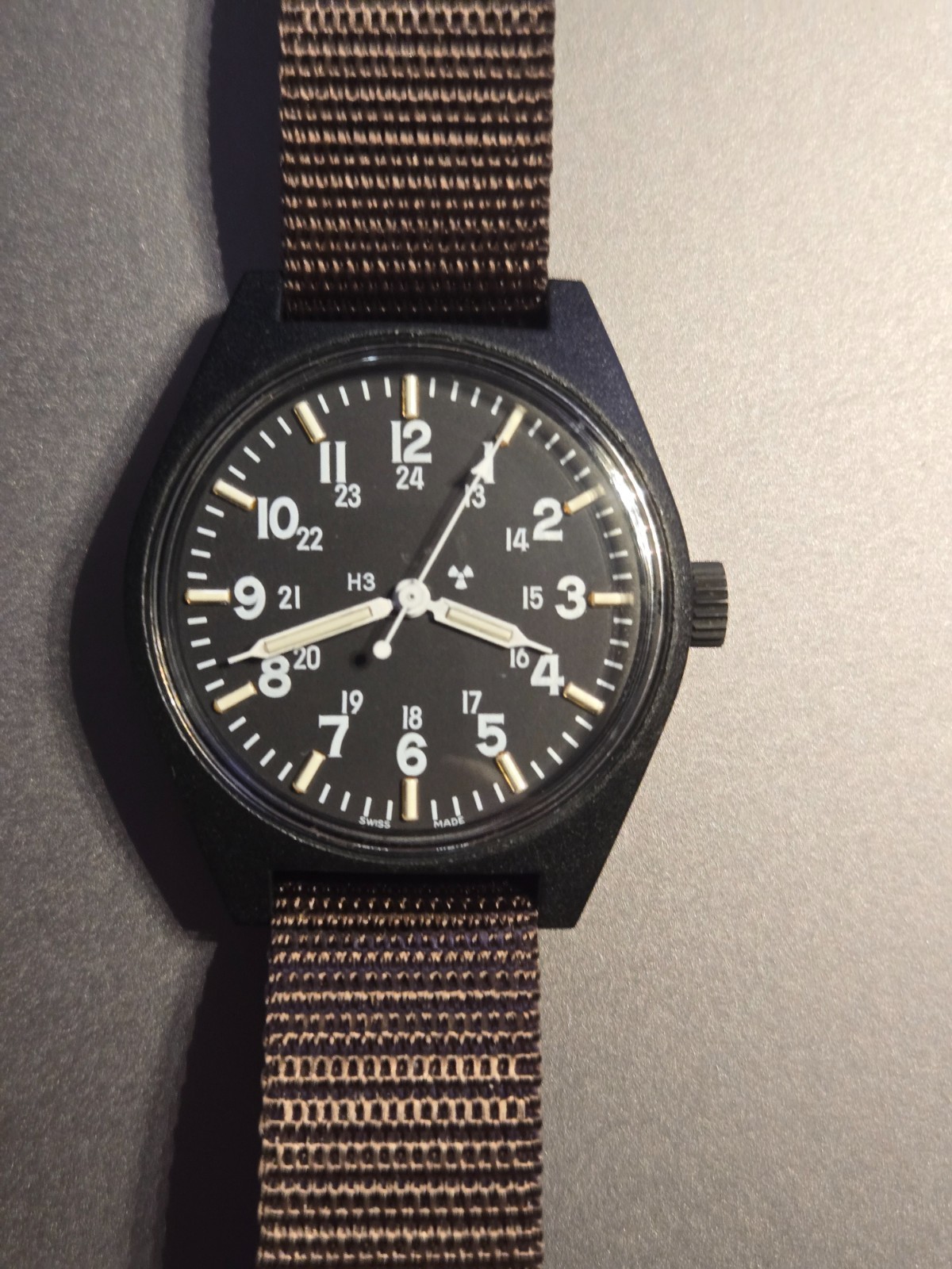 NICE! Marathon H3 Military Watch DESERT STORM Mechanical Polymer 34 mm Sept 1990