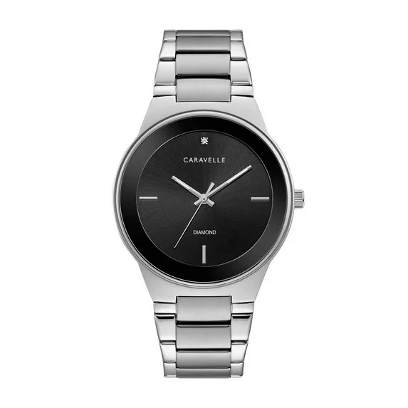 Caravelle by Bulova Men’s Stainless Steel Black Dial Quartz Watch 43D106
