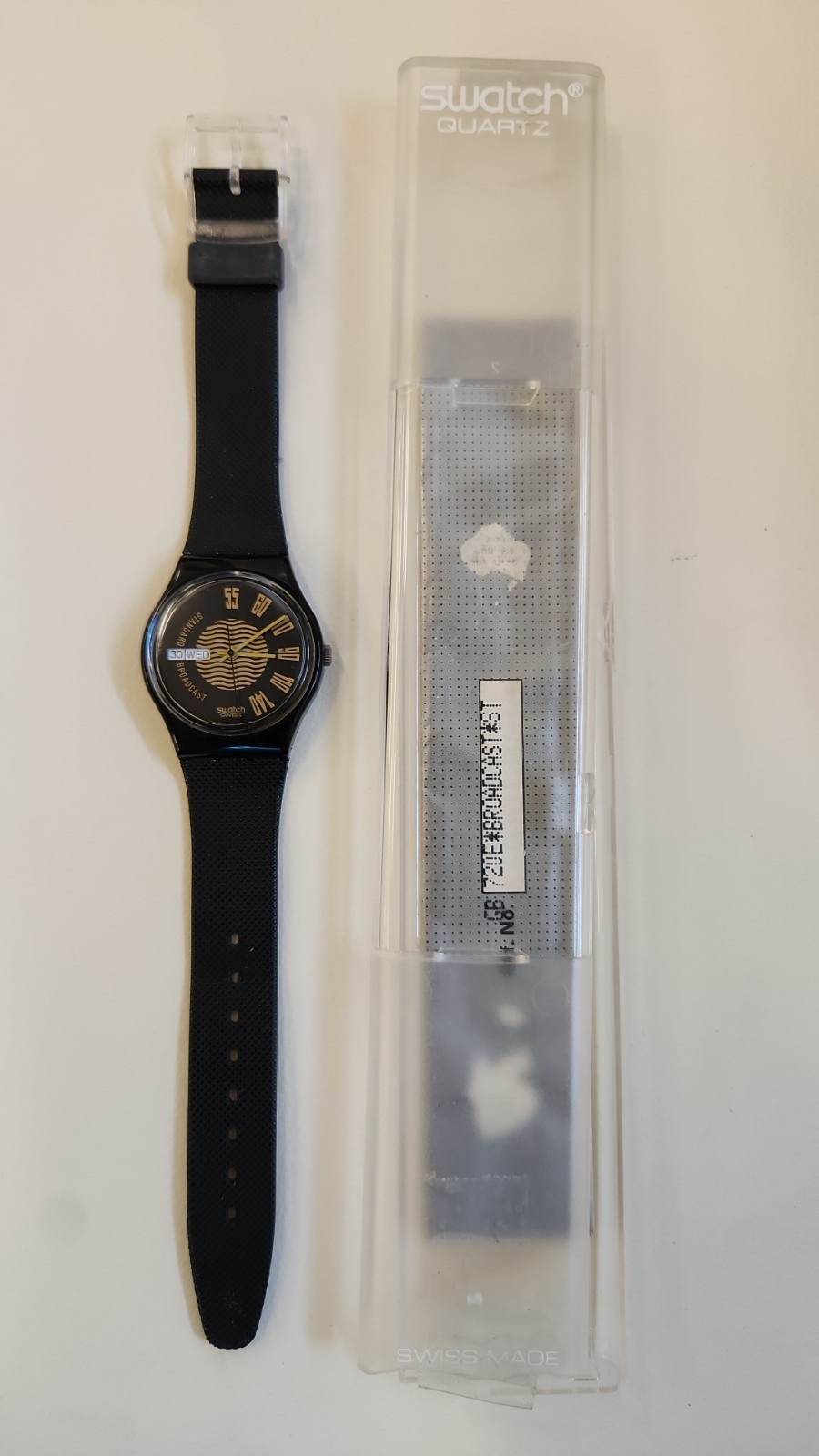 Swatch Watch BROADCAST GB720 1990 Standard Gents NON WORKING COLLECTORS DISPLAY