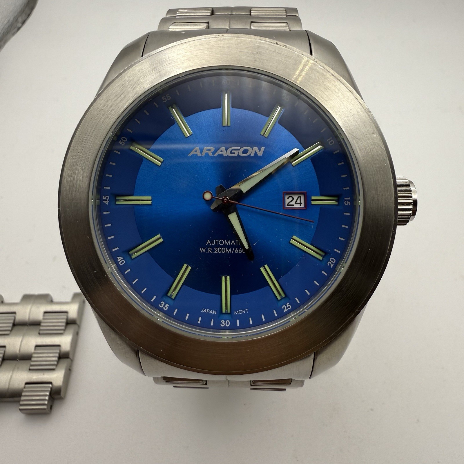 Aragon Predator A142 Automatic Watch Blue Dial NH35 200M Sold Out k Extra Links