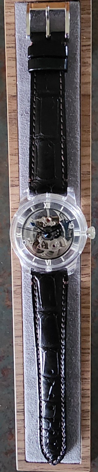 SAPPHIRE CRYSTAL CASE WATCH, SWISS AUTOMATIC SKELETON MOVEMENT – STP 6-21