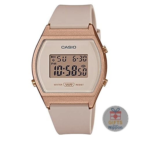 Casio LW-204-4A Women’s Digital Quartz Watch Pink Beige Resin Band 38.9mm