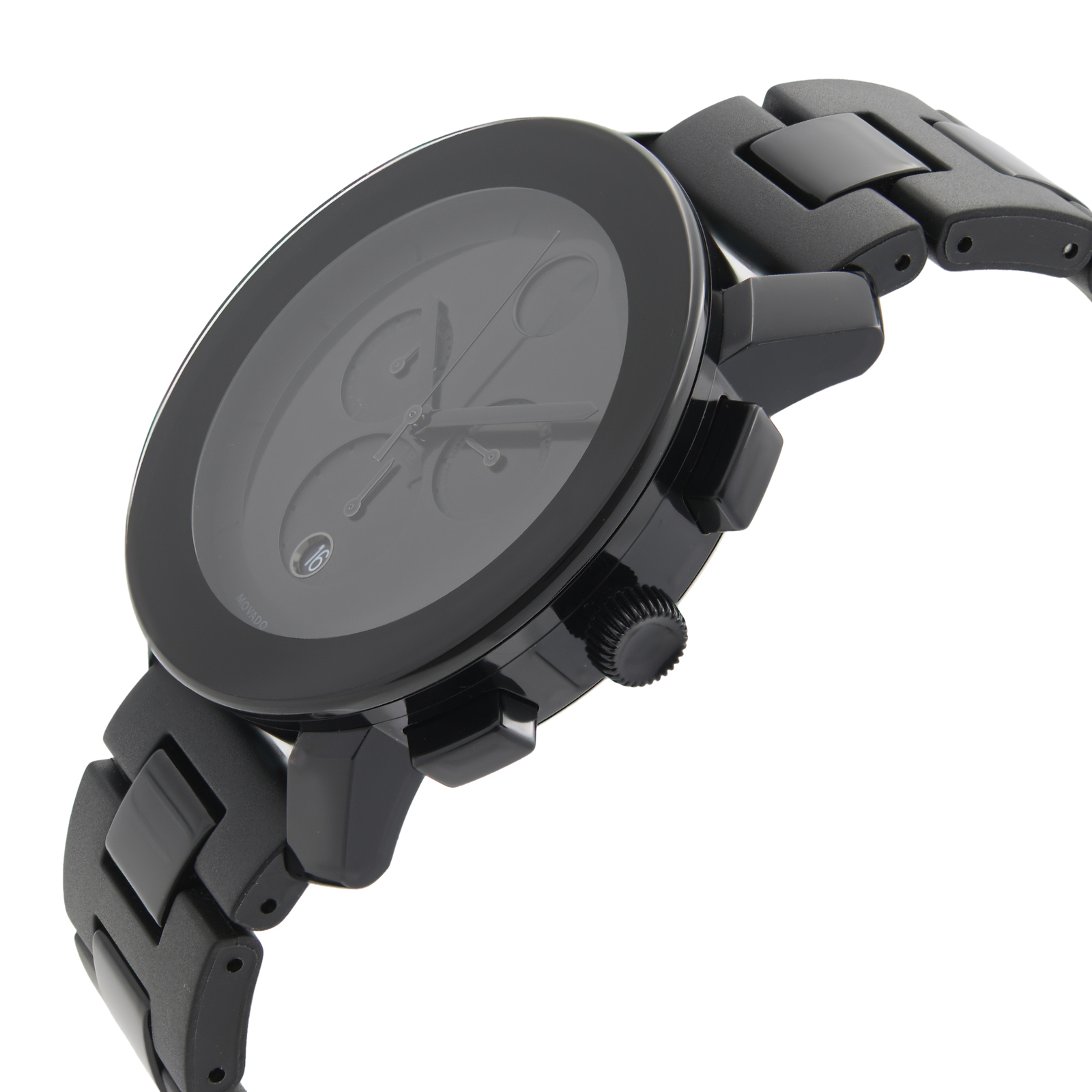 Movado Bold 43mm Steel Plastic Resin Black Dial Quartz Mens Watch 3600048