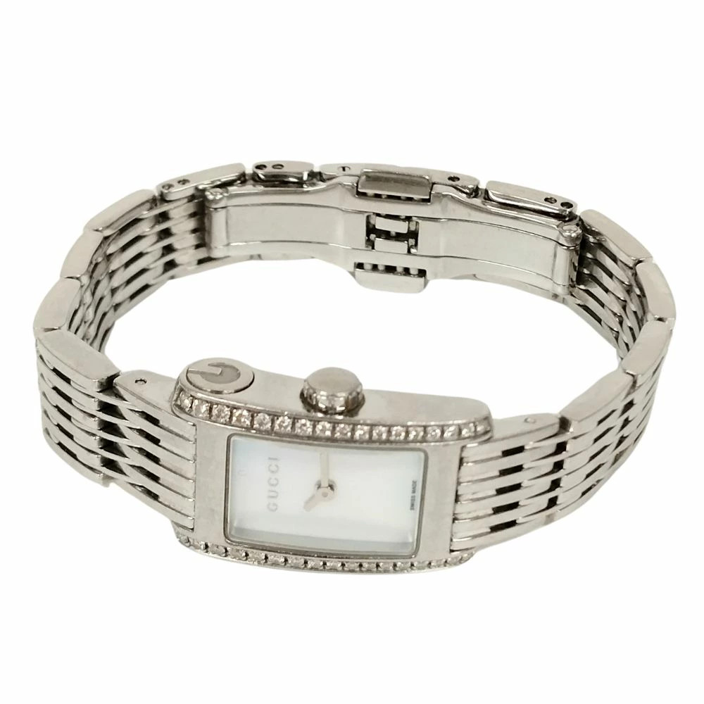 Gucci 8600L G Metro Shell Dial Diamond Bezel Ladies Quartz Watch Silver #S426118