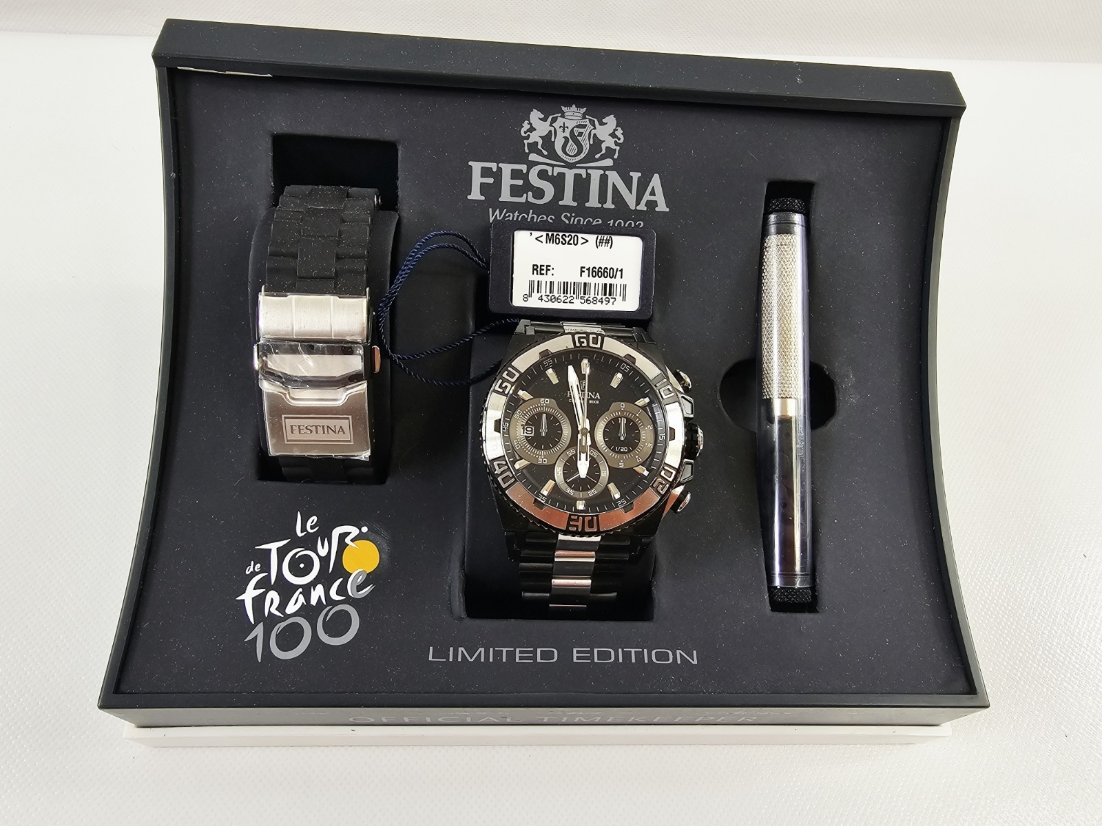 2013 Festina F16660 Le Tour de France Chronograph Watch w/Extra Band Box – Works