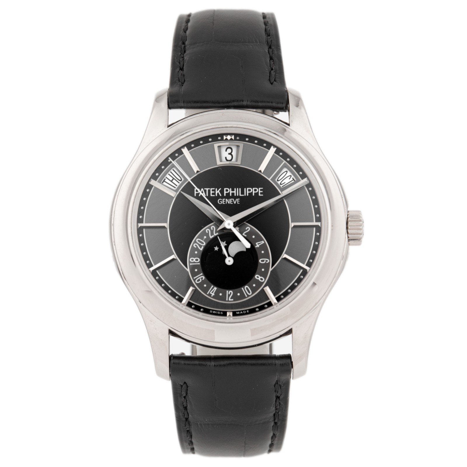 Patek Philippe Complications Annual Calendar White Gold Black Dial 40mm 5205G