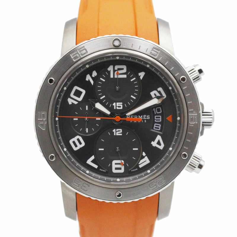 HERM?S WATCH CLIPPER CHRONOGRAPH TITANIUM CP2.941 AUTOMATIC DATE BLACK MEN’S F/S