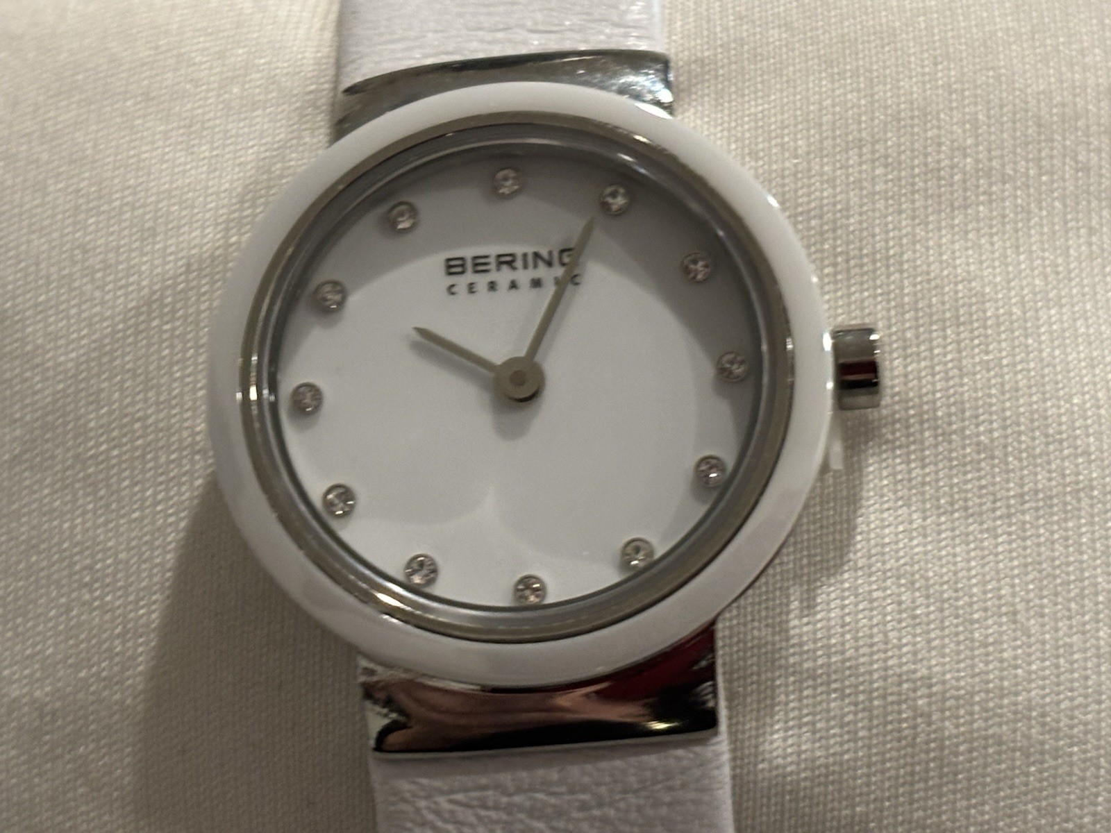 Ultra Slim Watch by Bering – Ceramic Bezel-Sapphire Glass-Swarovski Crystals NEW