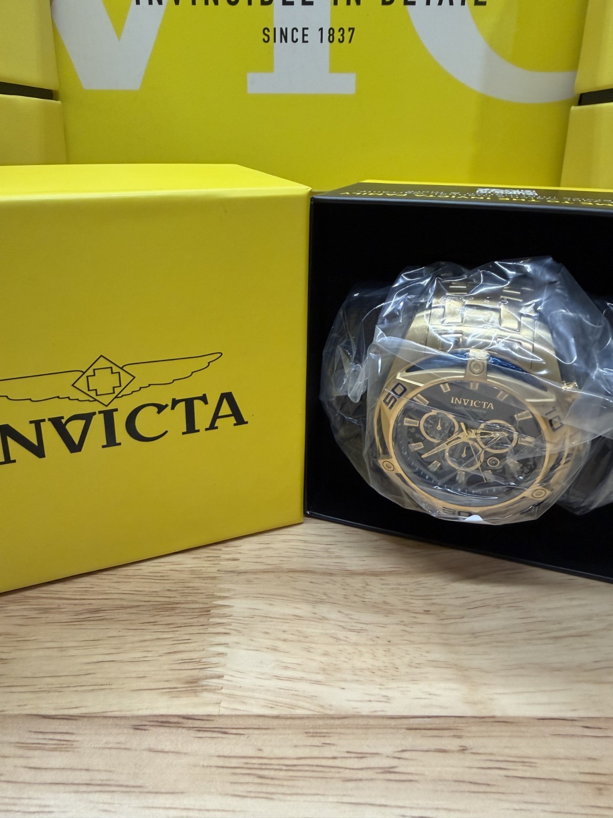 Invicta Bolt Tensora 34120 Men’s 50mm Gold Stainless Steel Cable Bezel Blue Dial