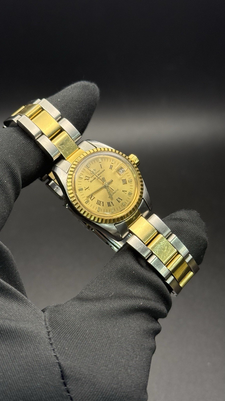 Baume & Mercier Automatic Dress Watch Two-Tone Gold Dial Roman Date