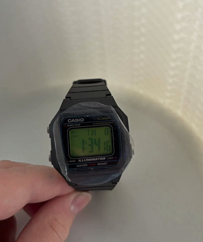 W217H casio watch modified with a green filter, pro upgrades with box and manual