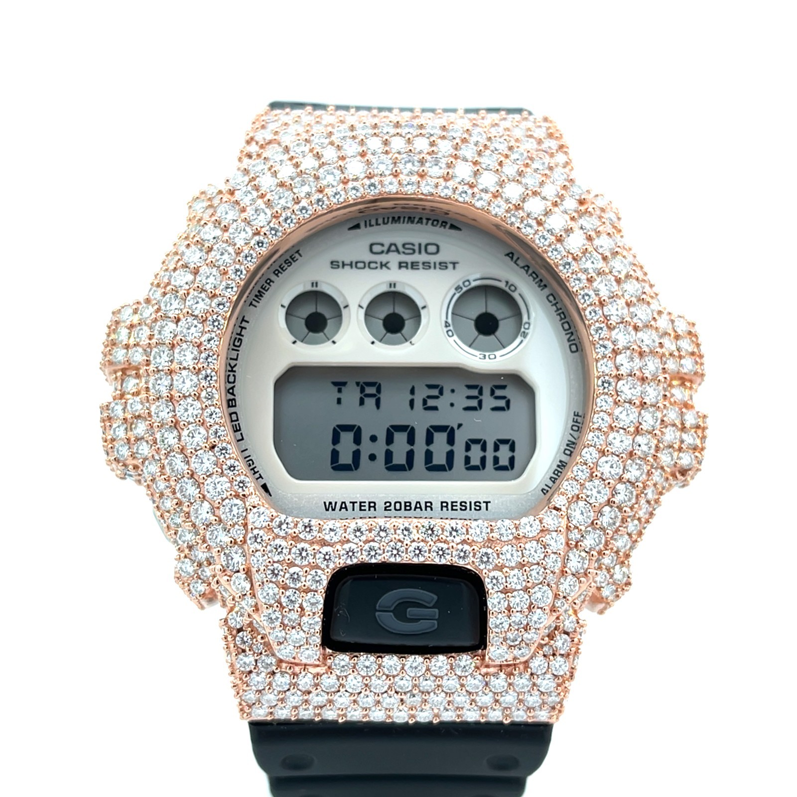 Moissanite Iced Out G-SHOCK DW-6900 Watch – D Color, Flawless Clarity