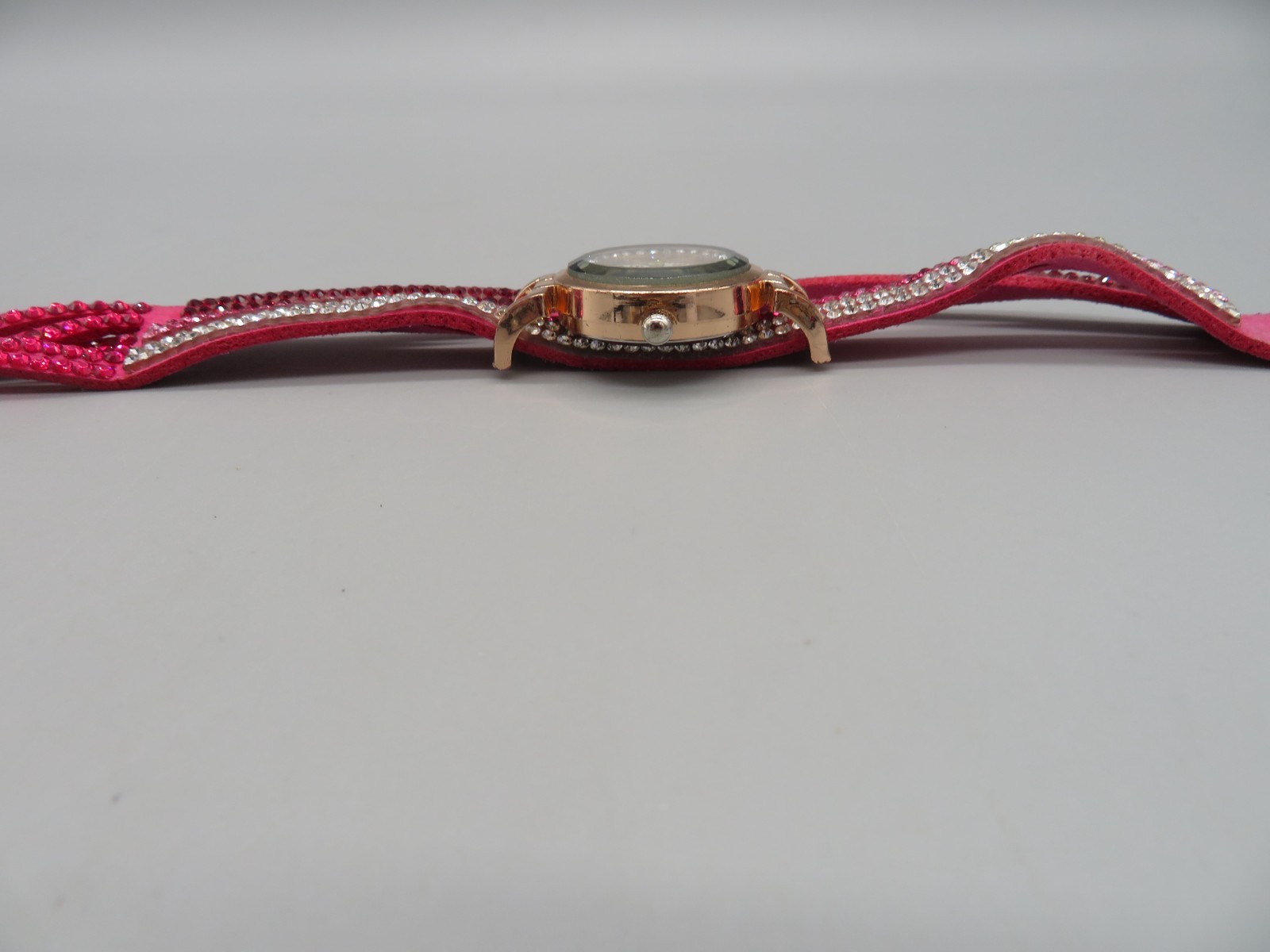 Ladies Duoya Wrap Watch Red, Pink & Clear Gemstones Pink Band New Battery