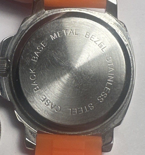 BORA watch Orange Bezel and Orange SILICONE RUBBER BAND – New Battery