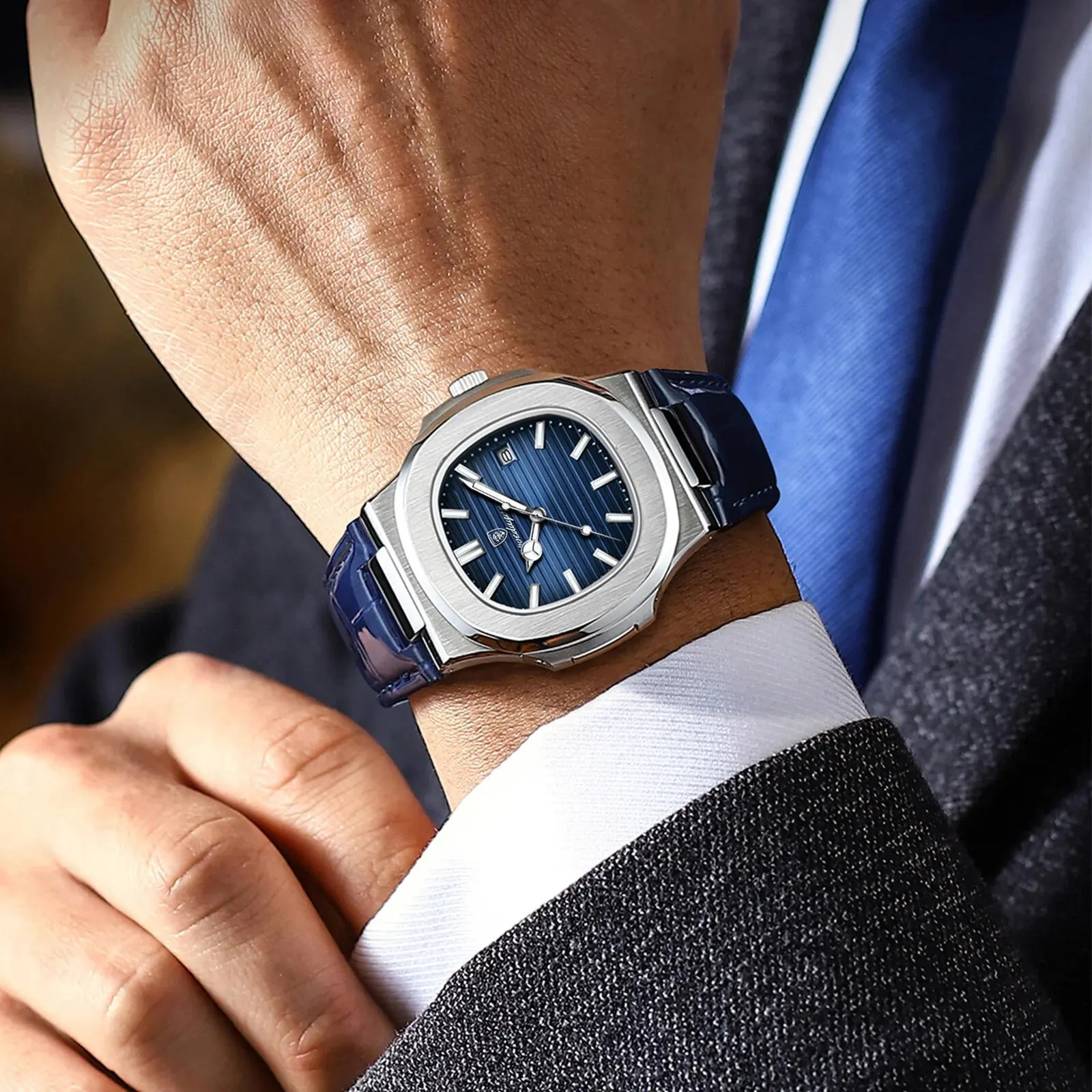 Luxury Square Man Watch Date Waterproof Luminous Men Wristwatch High Quality