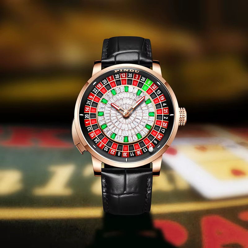PINDU Luxury Automatic NH35A Watch Men Jacob Casino Tourbillon Rotating Roulette