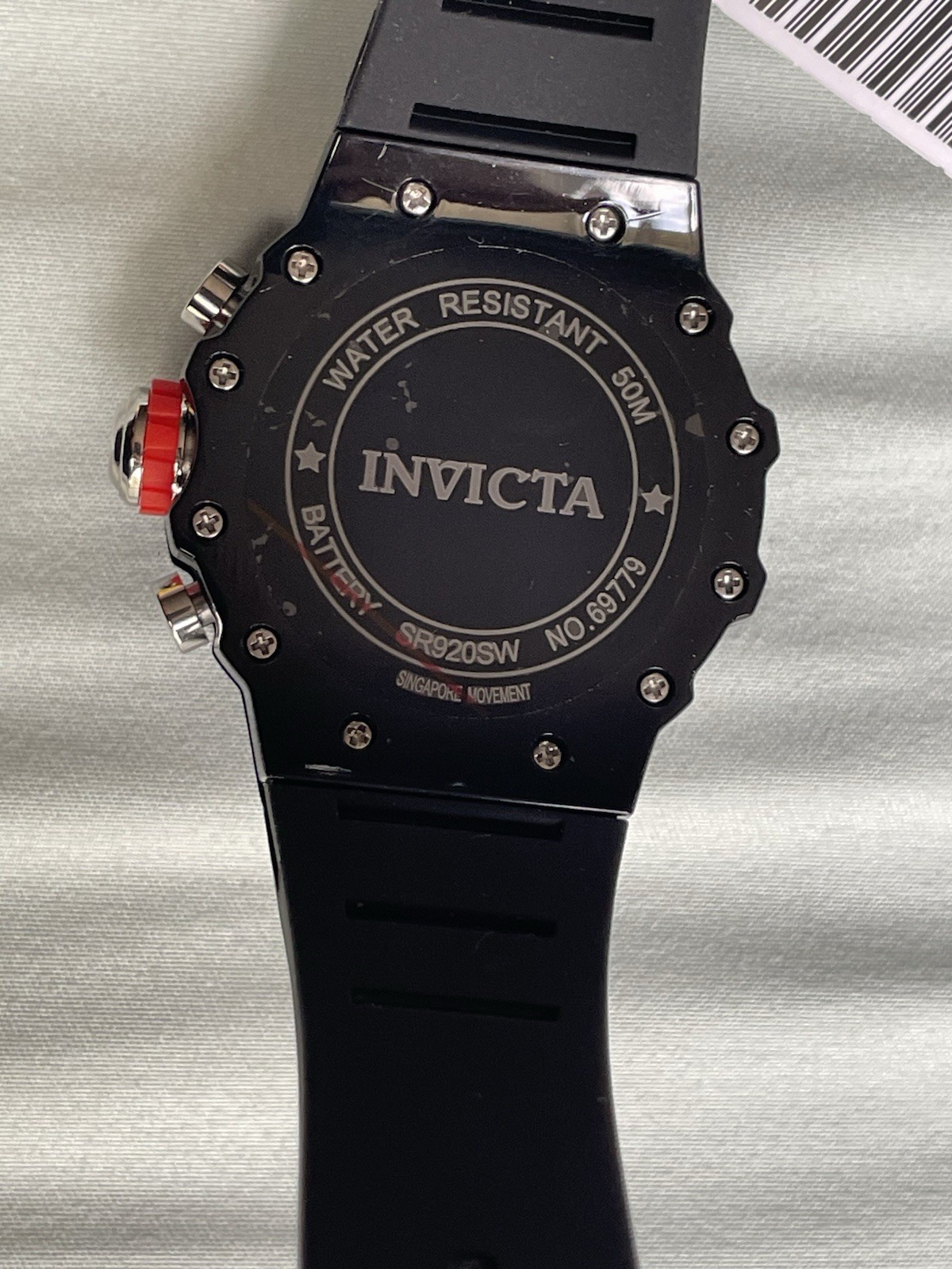 Invicta Racing Lady Unisex Quartz Watch 40.5mm Silicon Band Black Red 69779