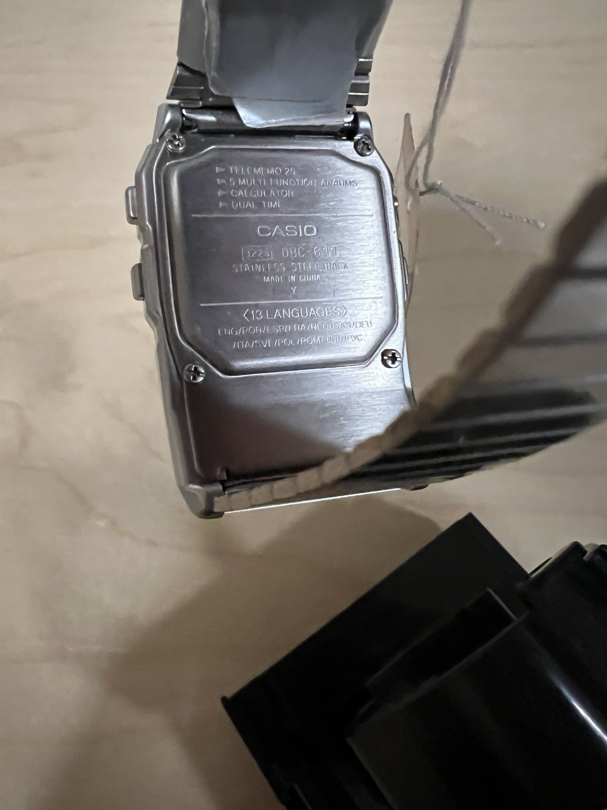 Casio Men’s Retro Vintage Databank Telememo Calculator Silver Watch DBC611-1DF