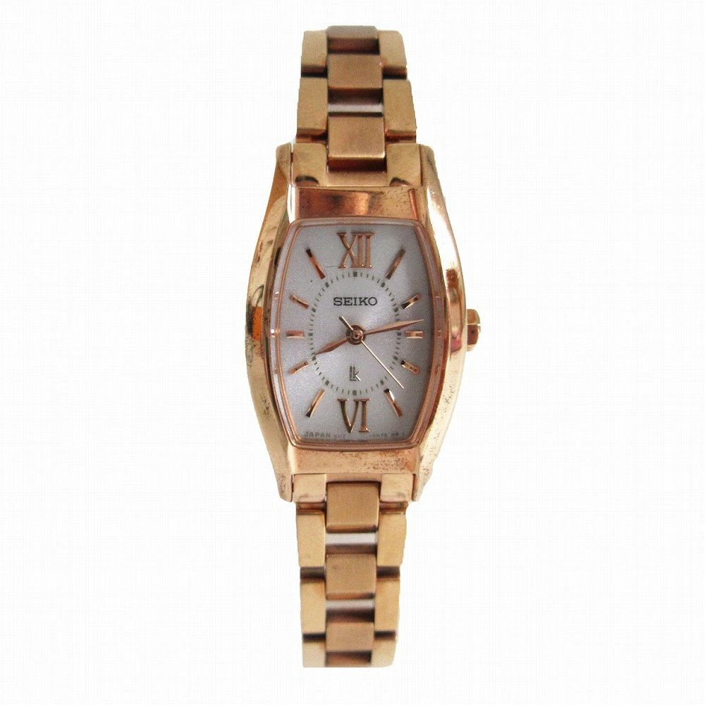 SEIKO LUKIA watch solar radio controlled stainless steel gold ladies used