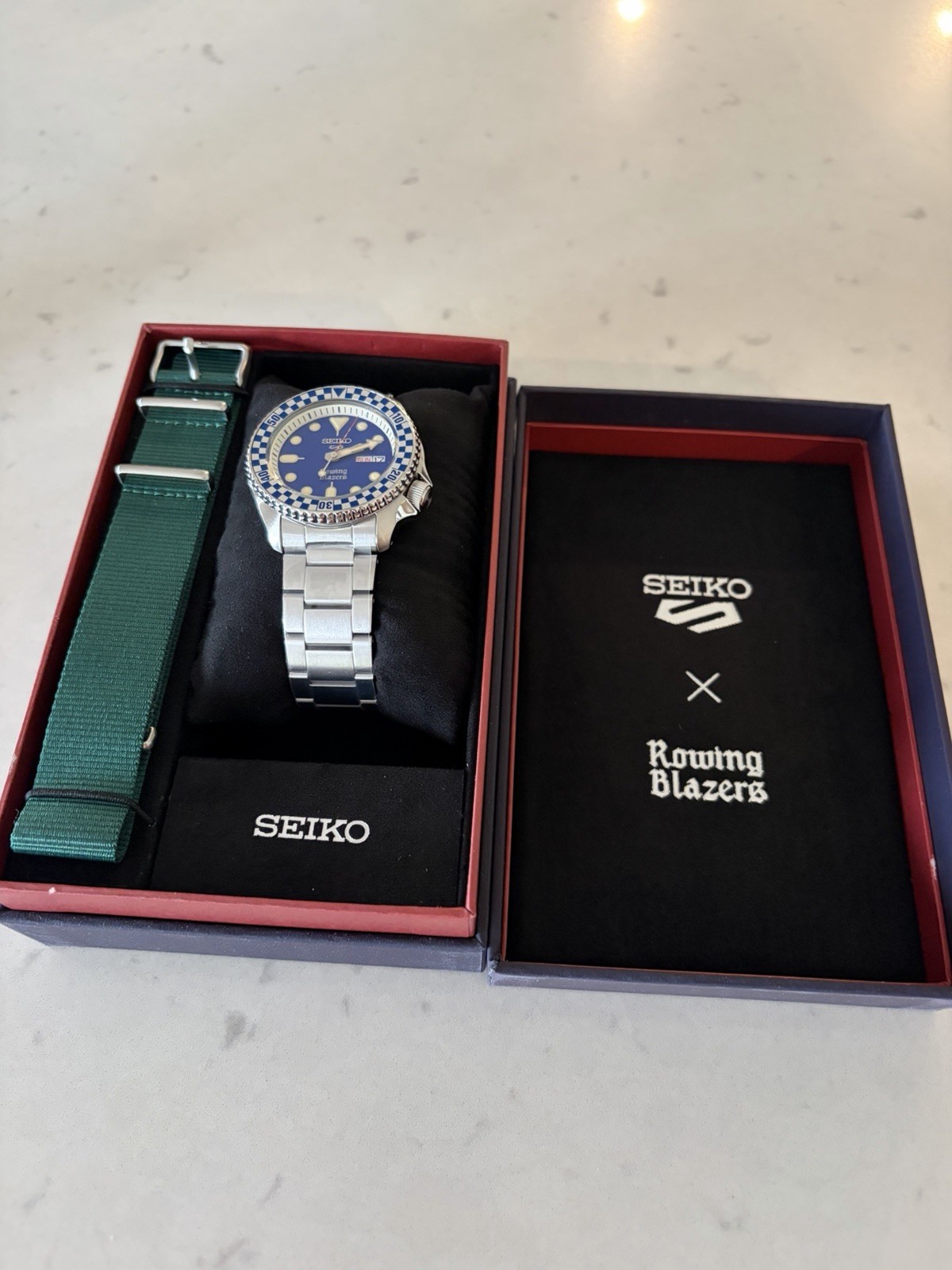 Rowing Blazer x Seiko 5 Sports Blue Dial Auto Day/Date