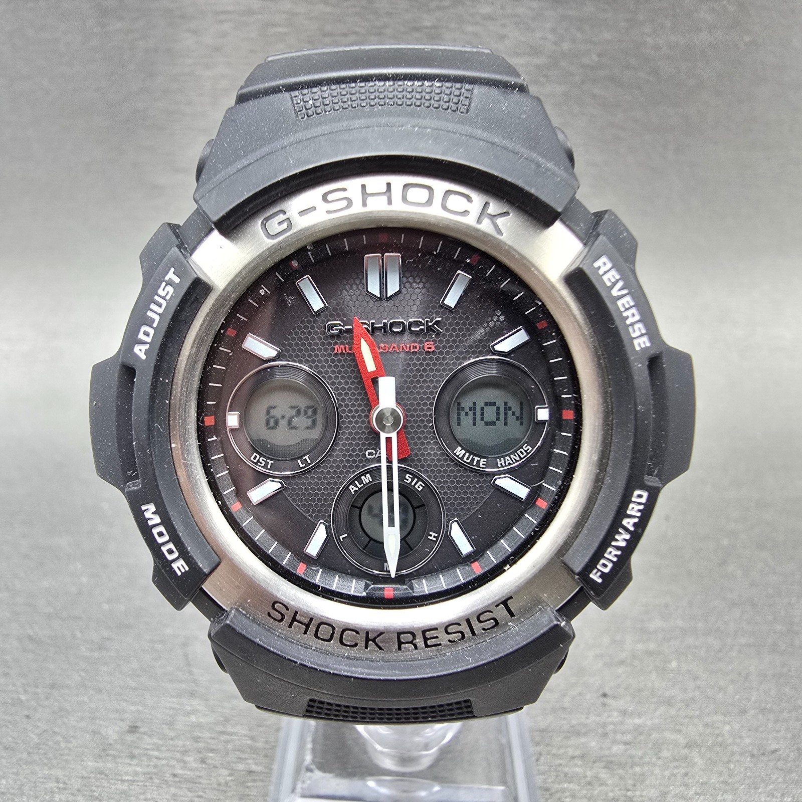 Casio G-Shock AWG-M100 Watch Men 47mm Black Silver Alarm Chrono Solar Works