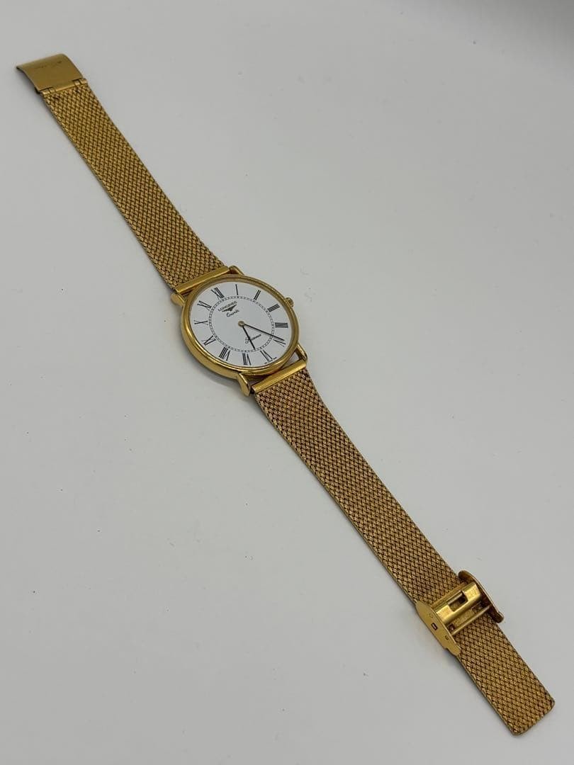 Longines Presence 150 7229 Gold Plated White Dial Quartz Men Watch Original Band