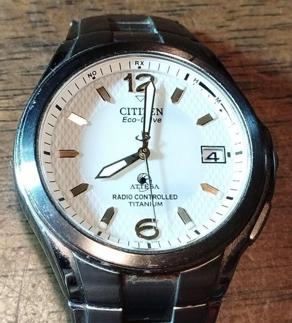 Citizen Attesa Eco-Drive Radio Controlled Date Titanium Watch Japan