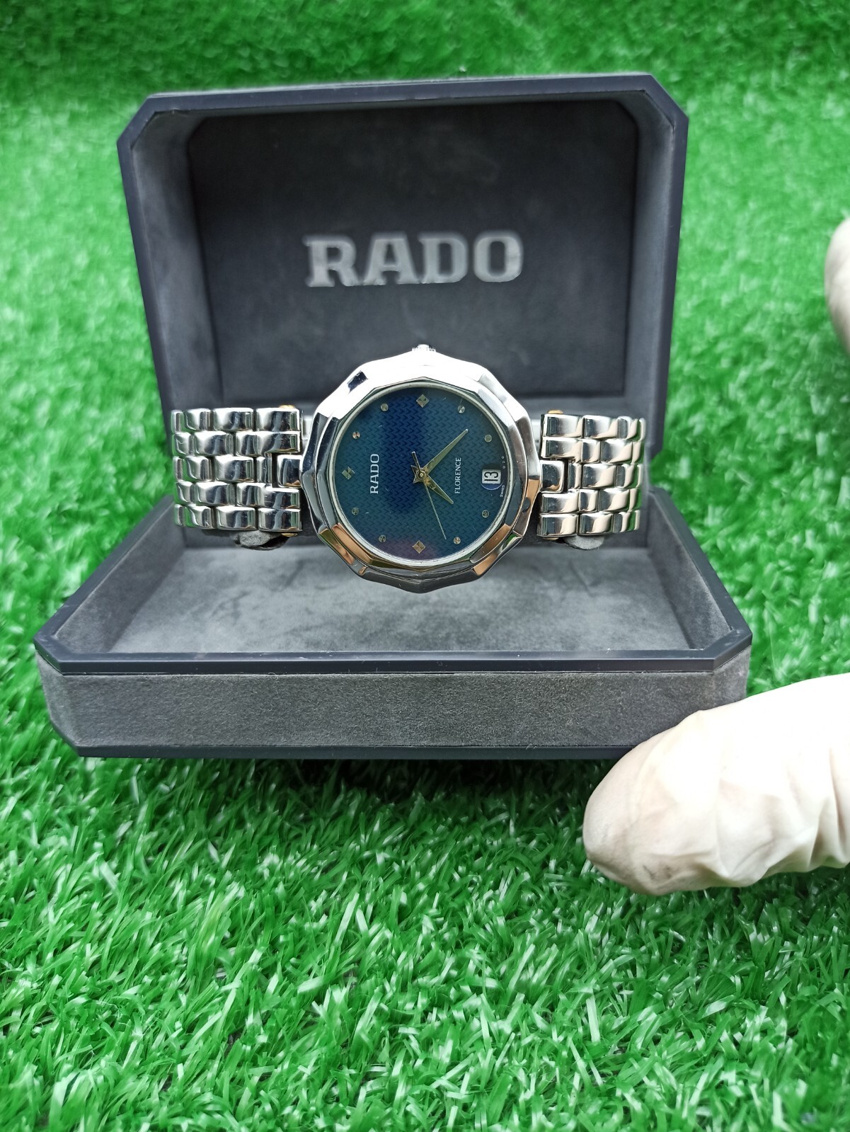 FULL SET VINTAGE RADO FLORENCE BLUE WATCH SWISS MADE 80s MEN & RARE & CLASSIC