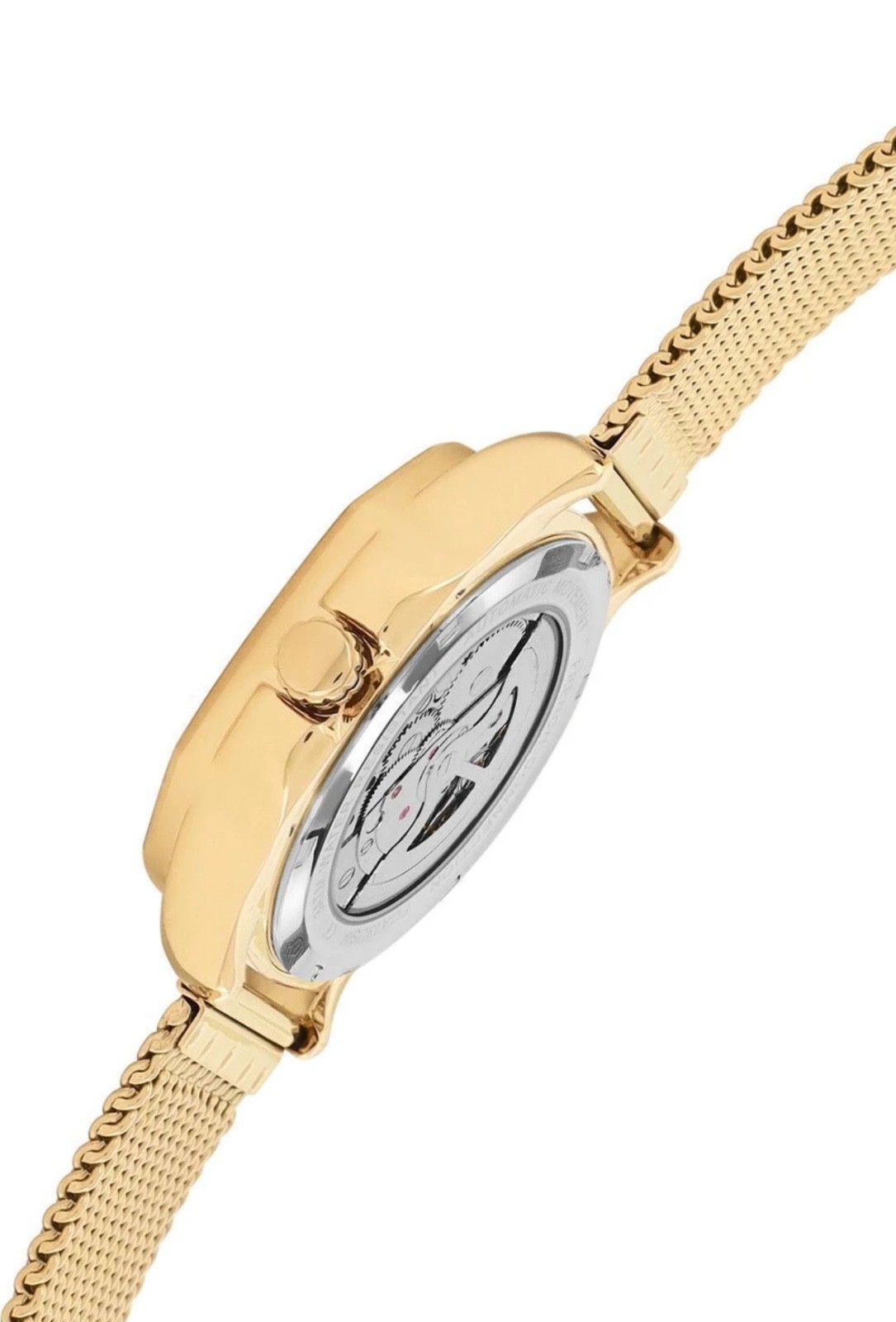 French Connection Automatic Men’s Skeleton Watch Mesh Strap Black & Gold