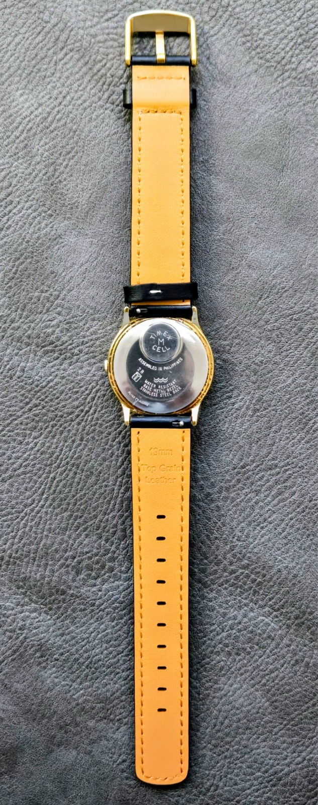 Timex Classic Gold-Tone M-Cell Watch – Running, New Black Leather Strap