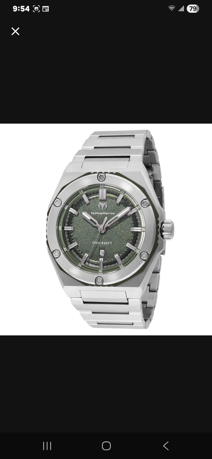 Technomarine Men’s Watch Coral Legacy Quartz Olive Green Dial Bracelet TM-416075