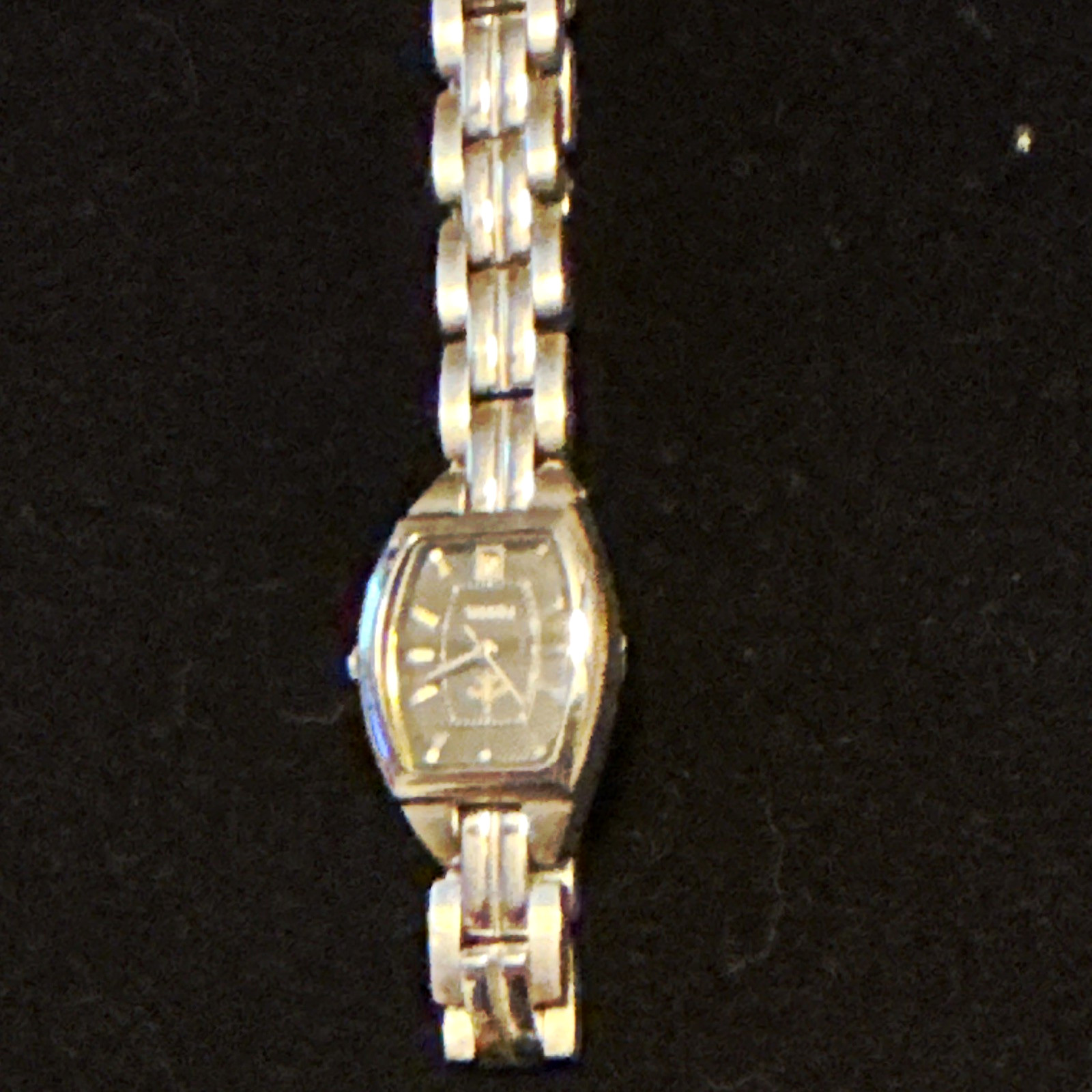 Fossil Women’s Tonneau Analog Watch Black Dial Silver Metal Bracelet