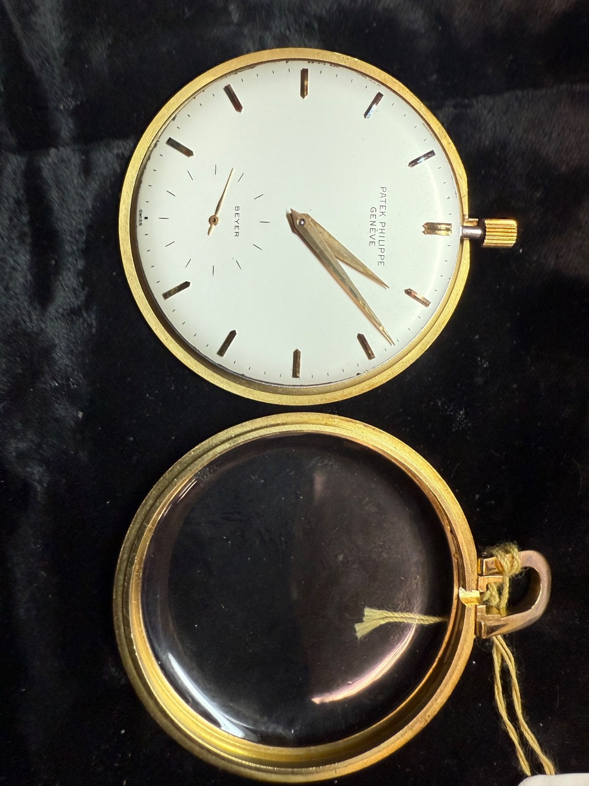 Patek Philippe Model 866 Open Face Pocket Watch 18k YG 47mm White Stick Dial BOX