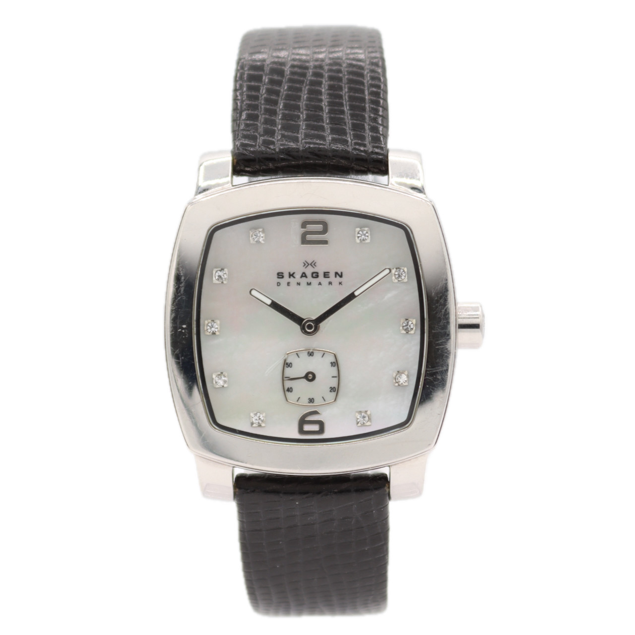 30mm Skagen 556SSLV4 Crystal Accents Men’s Quartz Wristwatch Denmark Steel MOP