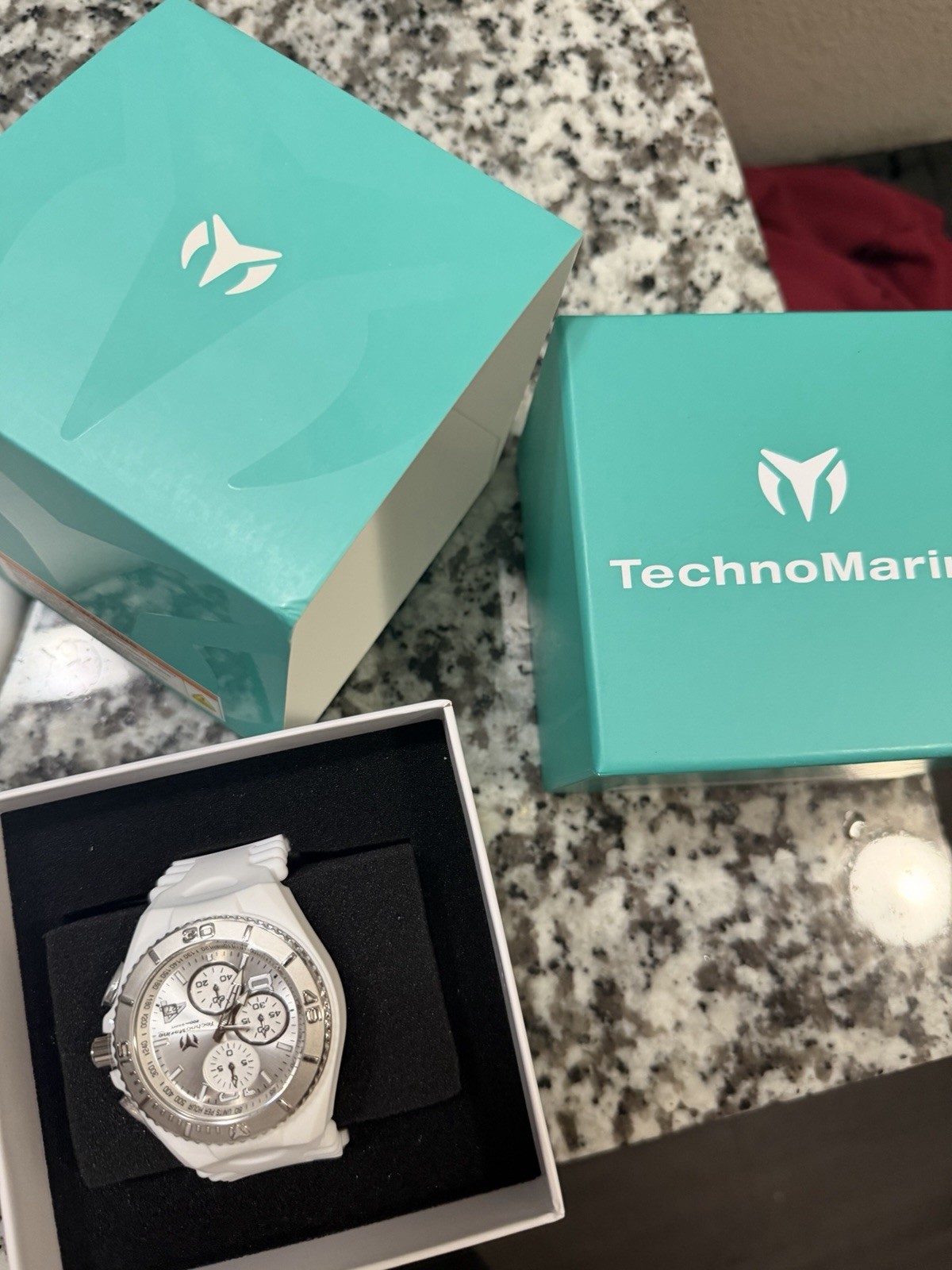 TechnoMarine Cruise Quartz Chronograph Date 45mm 200m White Strap Silver Dial