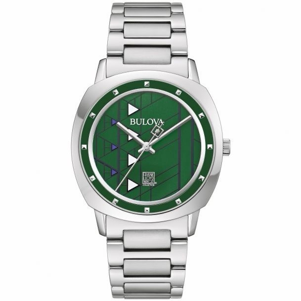 Bulova Frank Lloyd Wright Men’s Quartz Watch Green Dial Stainless Bracelet