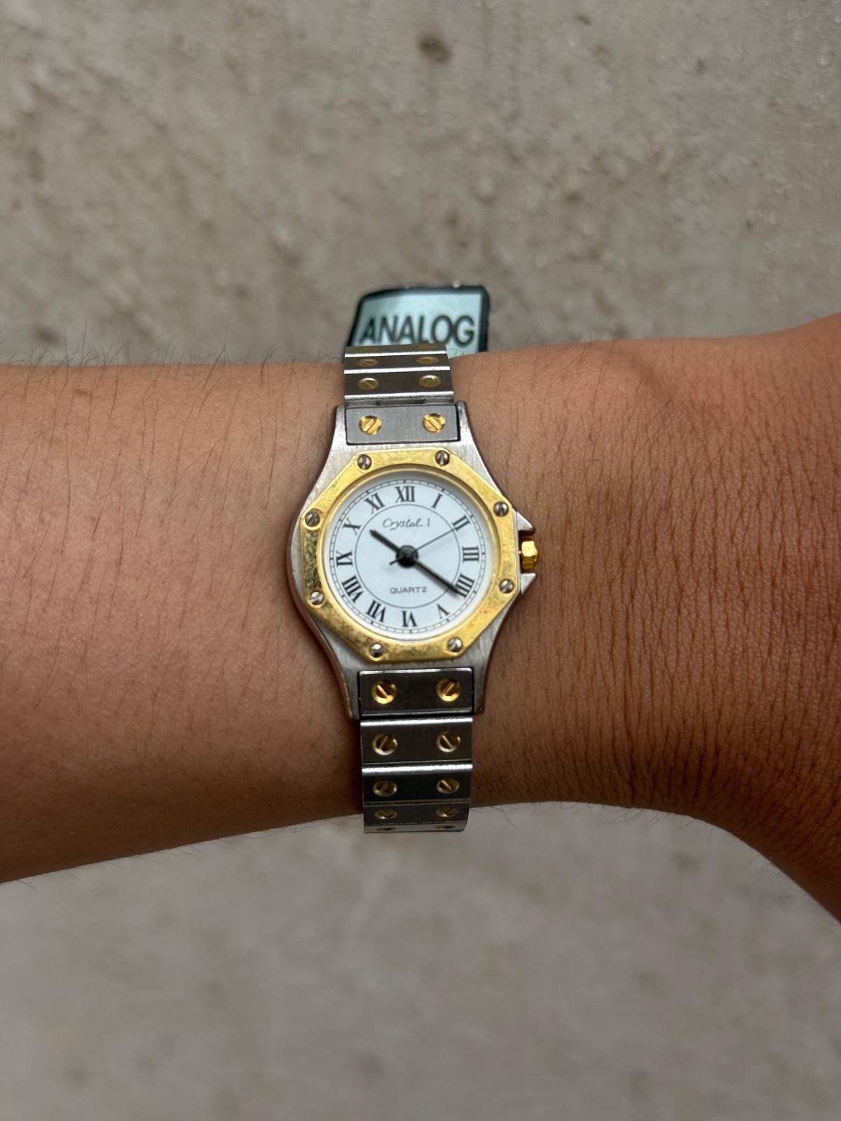 Crystal 1 Ladies Quartz Watch 27mm Two Tone Roman Dial Japan Miyota Vintage