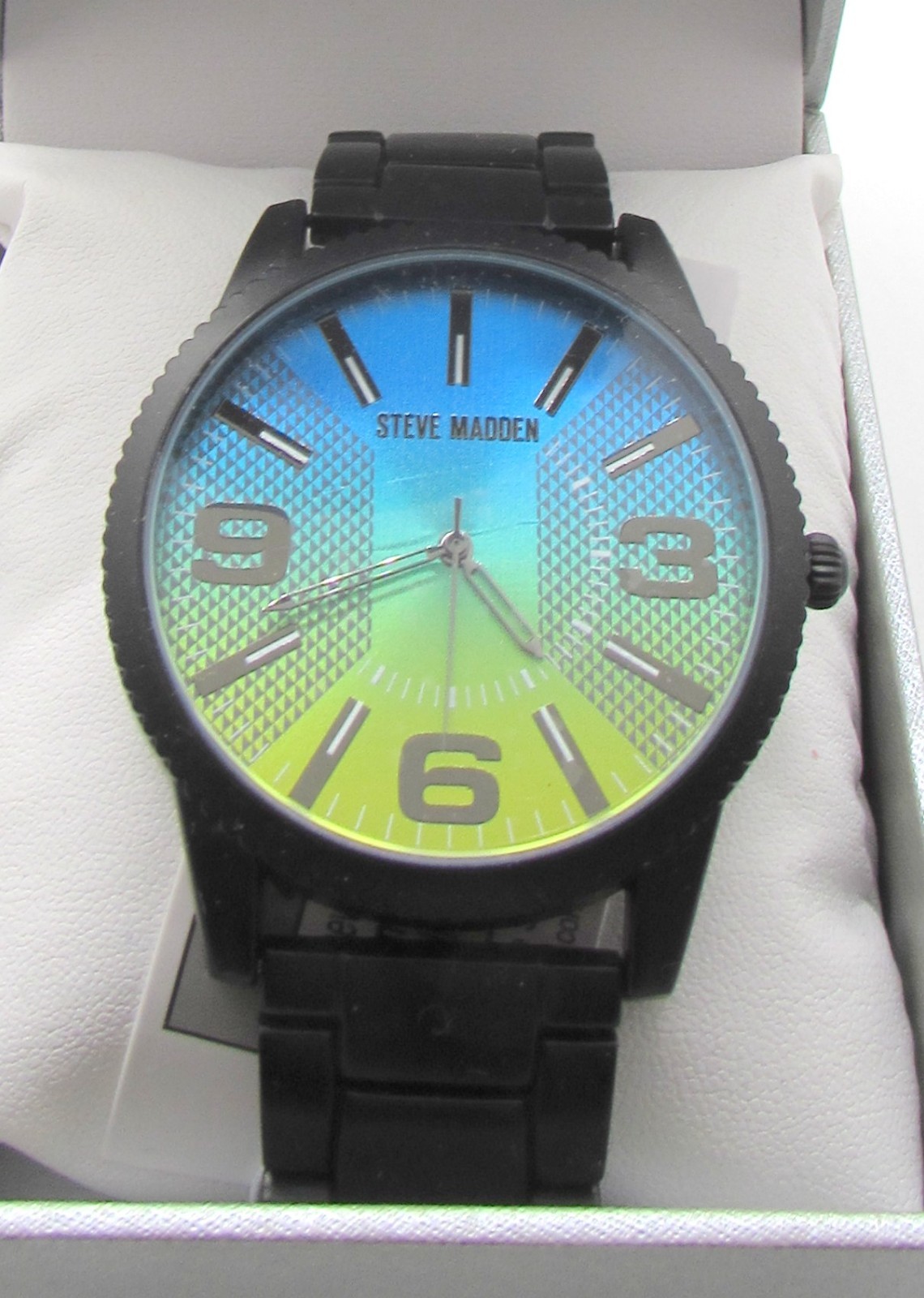 NEW Steve Madden Blue Green & Black Ombre Round Men’s Wrist Watch