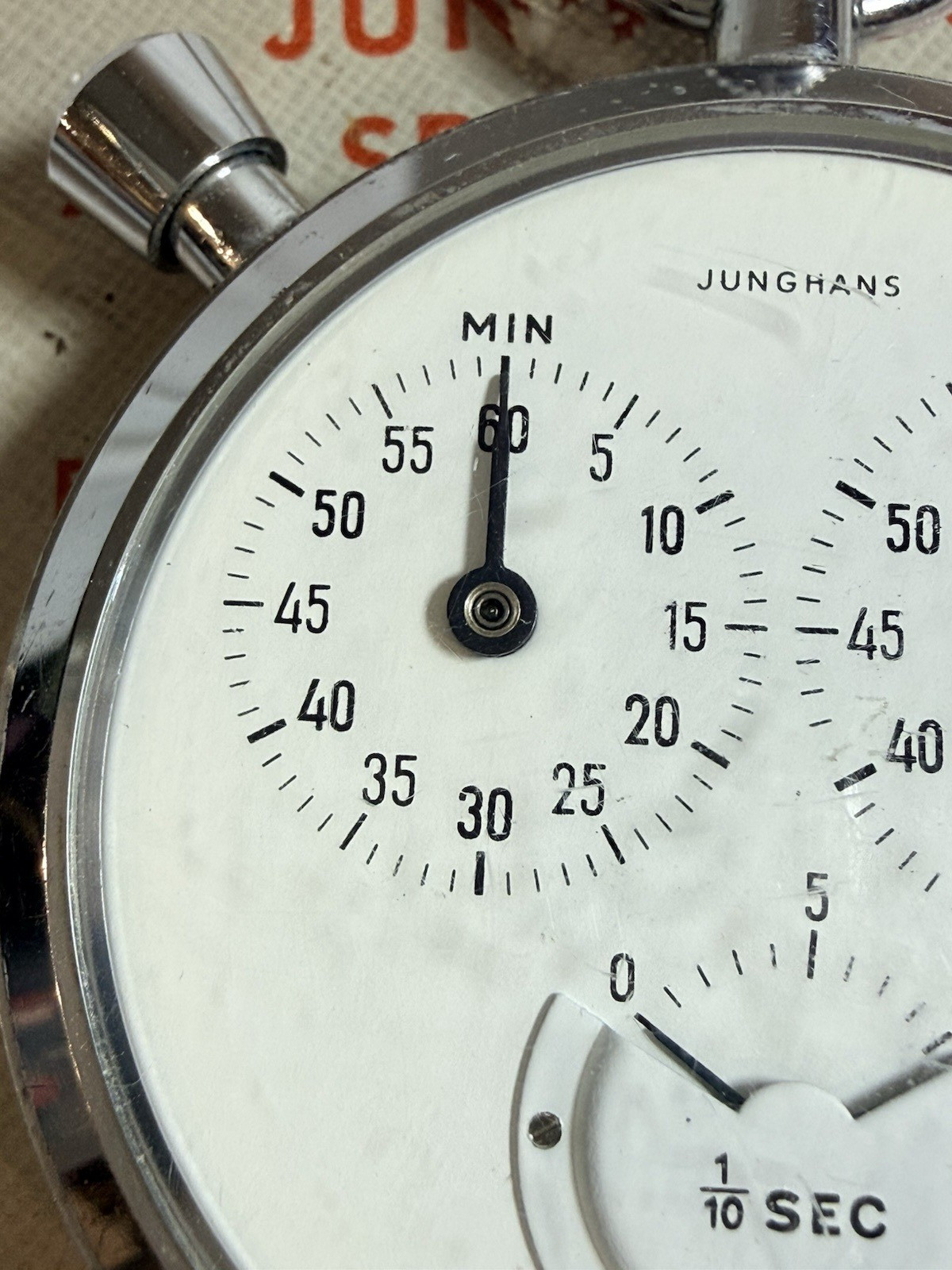 Junghans Vintage Mechanical Stopwatch #19 German 1/10 Sec Timer, 7 Jewels w/Box
