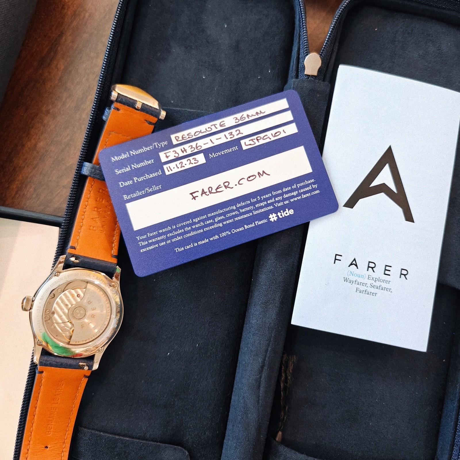 Farer Resolute 36 mm Automatic | White Dial | G101 |Pilot Blue Strap| Kit Papers
