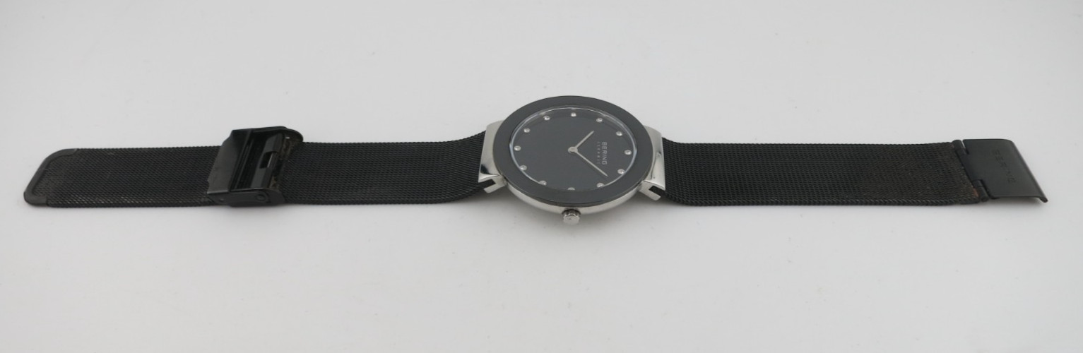 Bering Ceramic Black Stainless Steel Ladies Watch – 11435-102 – New Battery