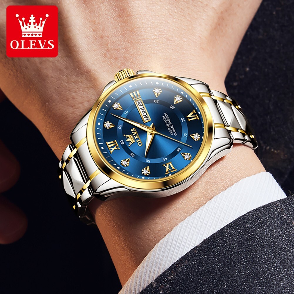 OLEVS 40MM Quartz Waterproof Luminous Stainless Steel Couple Watch