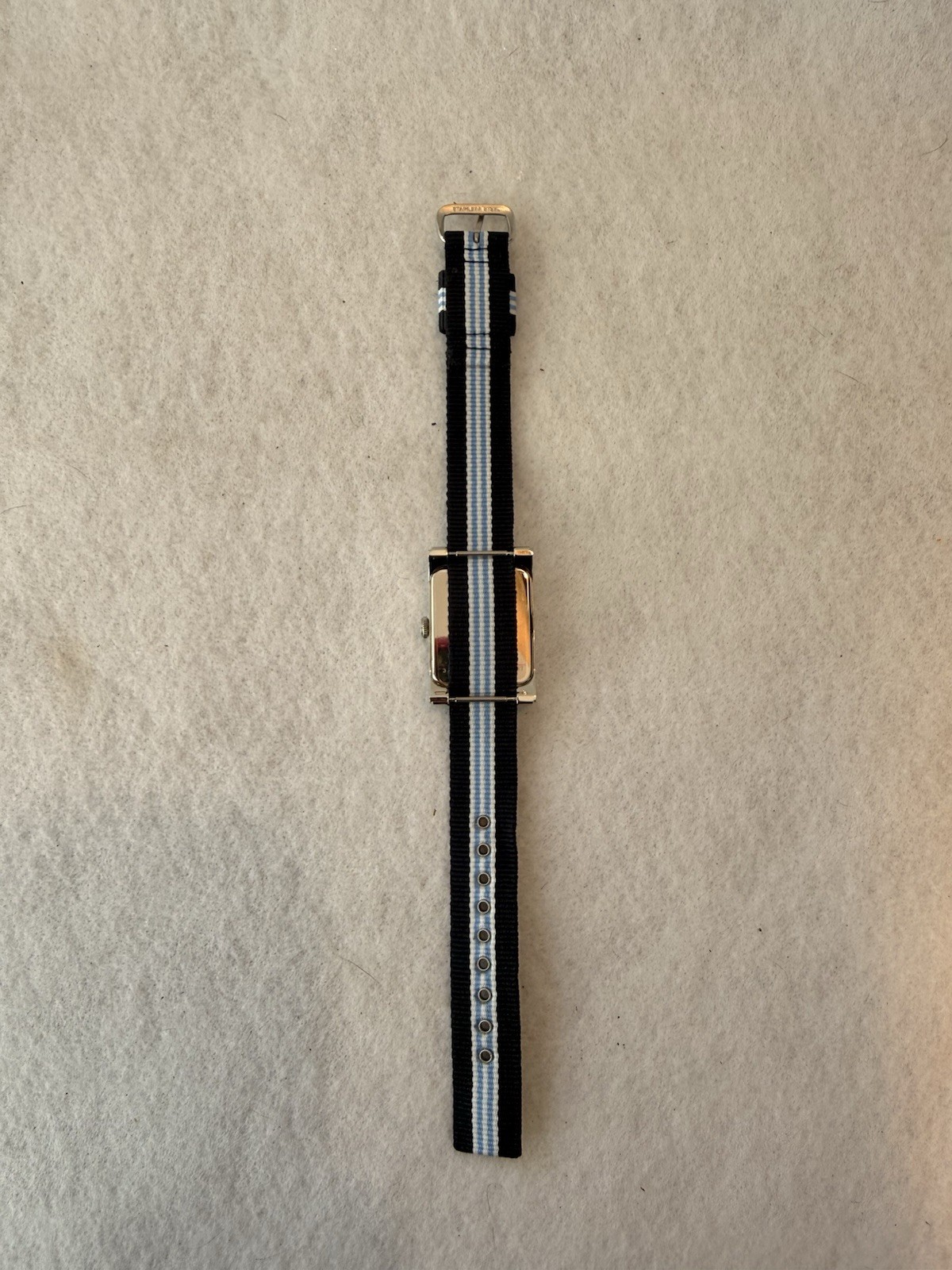 Brooks Brother Watch Rectangular Stainless Steel Case Striped NATO strap