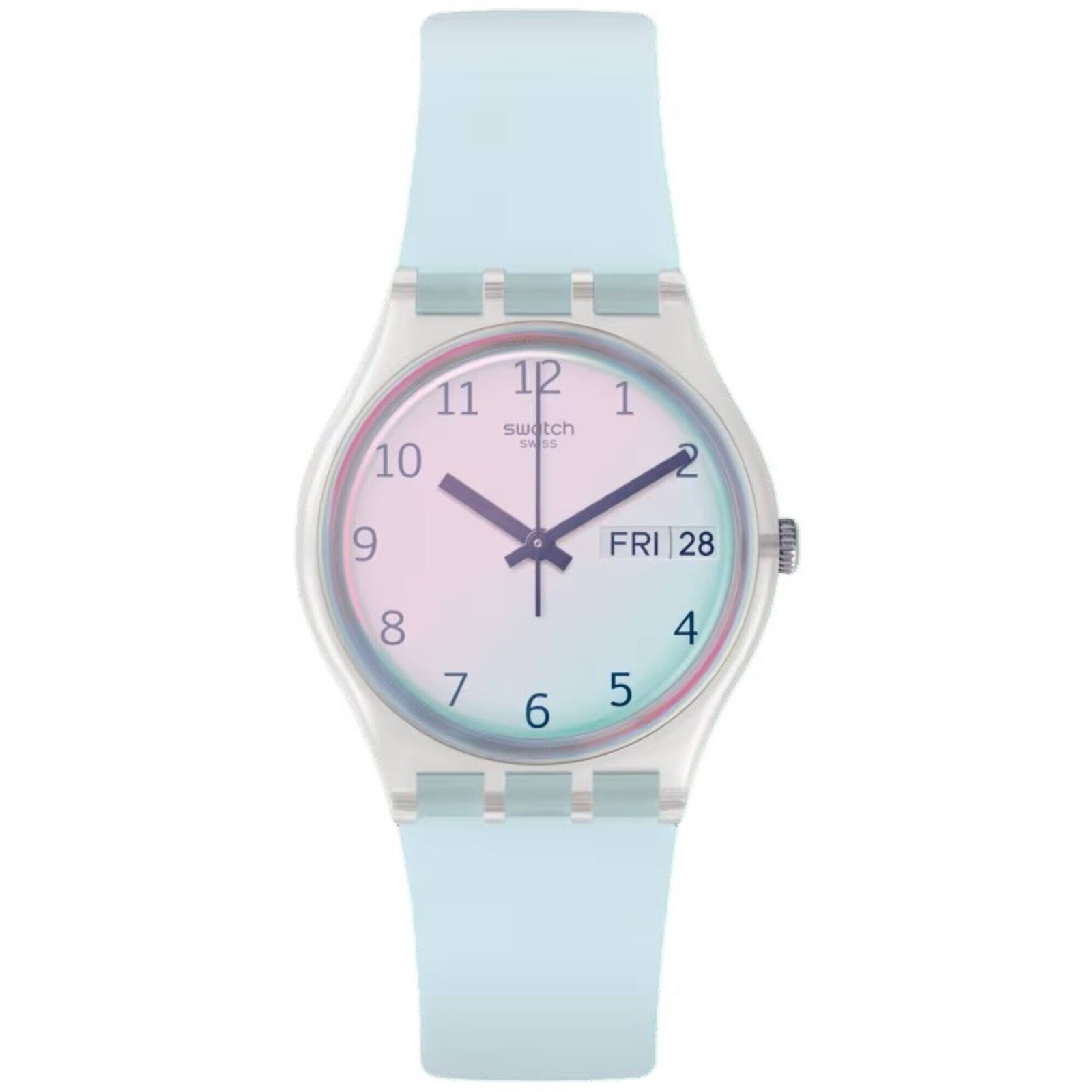 Swatch Women’s Watch Transformation Ultraciel White Dial Silicone Strap GE713