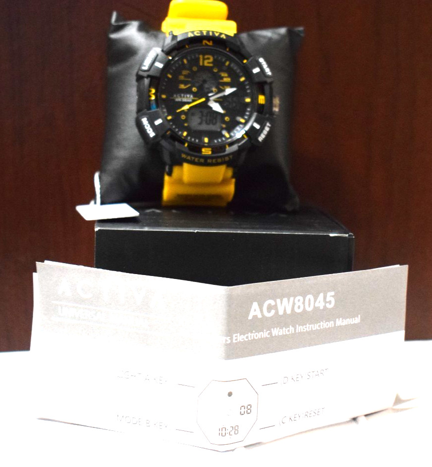Activa X Invicta Digital 53mm Men’s Watch ACW8045-004 Water Resist Yellow NIB